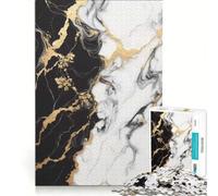 Puzzle Adulte 1000 pièces Marbre Noir Blanc Or Jeu Impossible Améliore la mémoire avec des pièces de Formes aléatoires Parfaitement emboîtables 38x26cm