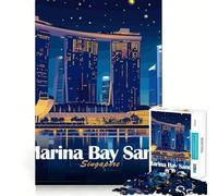 Puzzle Adulte 1000 pièces Marina Bay Sands,Singapour la Nuit Jeu de Puzzle Amusant et Stimulant pour Les articulations Jeu de réflexion Confortable Cadeau d'anniversaire Amusant (38x26cm)