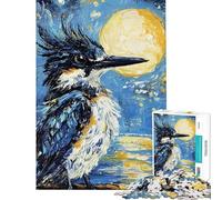 Puzzle Adulte 1000 pièces Martin-pêcheur au Clair de Lune Décoration Murale Cadeau pour Femmes Amis et Famille (38x26cm)