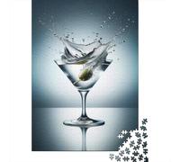Puzzle Adulte 1000 Pièces Martini Glass with Olive Splash Puzzles pour Adolescents pour S'amuser en Famille Difficile Et Stimulant Un pour Les Jeux 70x50cm/1000pcs
