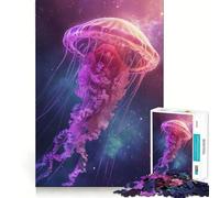 Puzzle Adulte 1000 pièces Méduse céleste Découpe serrée Jeu de résolution de problèmes Amusant et ludique Décoration d'anniversaire Cadeau (38x26cm)