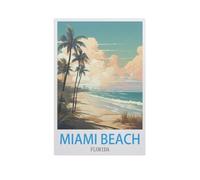 Puzzle Adulte 1000 Pièces，Miami Beach, Floride，Décor À La Maison Dessin Animé Paysage Jeu De Décompression Cerveau Défi Difficulté Jouet Éducatif pour Enfants Puzzle Puzzles（50x70cm）-H33