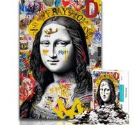 Puzzle Adulte 1000 pièces Mona Lisa est drôle 1000 pièces Jeux d'activités familiales stimulants Jouet à Faire soi-même pour décoration Murale de la Maison Cadeaux 75x50cm