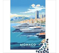 Puzzle Adulte 1000 pièces Monaco Travel Poster | Difficile ardu et stimulant à conclure une affaire à offrir en cadeau à toute la famille 38x52cm