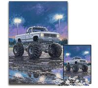 Puzzle Adulte 1000 pièces Monster Truck psychédélique en Bois pour décoration d'intérieur, Jouet Familial Stimulant, idéal pour Les soirées Jeux 50x75cm