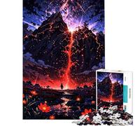 Puzzle Adulte 1000 pièces Montagne volcanique Rivière de Lave Puzzle pour Adultes Jeux relaxants Découpe de précision Cadeau Unique pour Anniversaire et Noël (Dimensions 50x75cm)