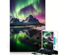 Puzzle Adulte 1000 pièces Montagnes Aurora Découpe précise Art Activité cérébrale Amusante et relaxante Jeu Décoration de Noël pour la Maison (38x26cm)