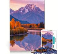 Puzzle Adulte 1000 pièces Montagnes d'automne au Bord d'un lac Nature Assemblage Parfait Art Jeu Intelligent Cadeau Jeu Lent Idée Cadeau de Noël (50x75cm)