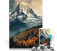 Puzzle Adulte 1000 pièces Montagnes en Automne Fait de Bois pour Les 14 Ans et Plus Jeu de décoration d'intérieur Bon Cadeau。Taille:50x75cm/19.68x29.52pouce