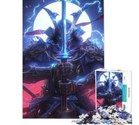 Puzzle Adulte 1000 pièces Moonlight Samurai Anime Jeu Impossible Défi d'intelligence cérébrale Jouet addictif Cadeau d'anniversaire pour s'amuser en Famille (Dimensions 38x52cm)