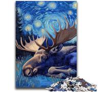 Puzzle Adulte 1000 pièces Moose Night Sky pour et à partir de 14 Ans Jouets de Jeu Car C'est Un pour Toute la Famille 26x38cm