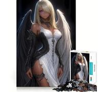 Puzzle Adulte 1000 pièces,Motif Ange aux Ailes Noires et Blanches,Style Anime,idéal pour développer sa mémoire et développer Ses compétences Assemblage Stable,pièces Qui ne bougent Pas,Format Compact