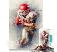 Puzzle Adulte 1000 pièces,Motif Aquarelle Joueur de Football américain,Jeu de Stimulation Cognitive,sans Espace,Assemblage précis,Cadeau d'anniversaire,Casse-tête (38x26cm)