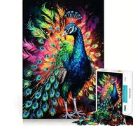 Puzzle Adulte 1000 pièces, Motif Aquarelle Paon, Jeu de réflexion, Anti-Stress, à Assembler, Joli Cadeau (38x52cm)