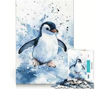 Puzzle Adulte 1000 pièces, Motif Aquarelle Pingouin, Casse-tête Relaxant, à Assembler, Cadeau du Père Noël (38x26cm)