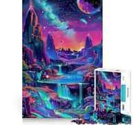 Puzzle Adulte 1000 pièces, Motif Art Cosmique psychédélique néon, 38x52cm, Jouet de logique Pointue, Anti-Stress, Objet de Collection