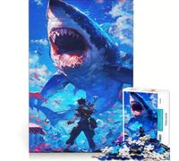 Puzzle Adulte 1000 pièces Motif Attaque de Requin Jeu Manuel Difficile et Stimulant idéal comme Cadeau pour Toute la Famille 50x75cm