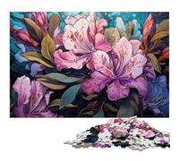 Puzzle Adulte 1000 pièces Motif azalées Violettes psychédéliques colorées Puzzle en Bois pour Adultes décoration d'intérieur 1000 pièces (75 x 50 cm)