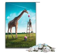 Puzzle Adulte 1000 pièces Motif Barbe à Papa Girafe décoration d'intérieur Jouets à Offrir en Cadeau pour Toute la Famille 75 x 50 cm