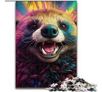 Puzzle Adulte 1000 pièces, Motif Blaireau à Miel coloré, en Bois, pour Les 14 Ans et Plus, 50x75cm, décoration Artistique, Jouet Intelligent pour Jeux d'intérieur en Famille.