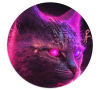 Puzzle Adulte 1000 pièces, Motif Chat Humain Punk, Puzzle Rond 1000 pièces, soirée Jeux en Famille, décoration d'intérieur et entraînement cérébral (67,5x67,5cm)