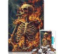 Puzzle Adulte 1000 pièces Motif crâne de Flamme pour Adultes et Adolescents idéal pour Passer du Temps à la Maison et renforcer l'amour Entre Couples (50x75cm)