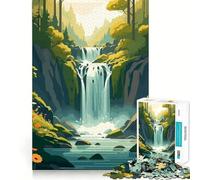 Puzzle Adulte 1000 pièces,Motif Dessin animé forêt luxuriante,Cascade et rivière,Jeu d'assemblage précis,Jouet cérébral Intelligent,pour Passer Le Temps Libre,Cadeau d'anniversaire (50x75cm)