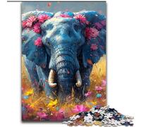 Puzzle Adulte 1000 pièces, Motif éléphant Aquarelle, Jeu éducatif et décompressant, Cadeau d'anniversaire, décoration Murale (Taille 26x38cm)