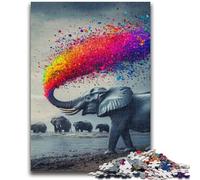 Puzzle Adulte 1000 pièces, Motif éléphant fumé Arc-en-Ciel, Difficile et Anti-Stress, idéal comme Cadeau pour Toute la Famille (50x75cm)