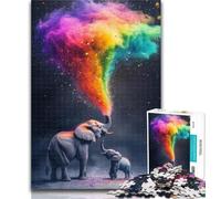 Puzzle Adulte 1000 pièces, Motif éléphant fumé Arc-en-Ciel, idéal pour Les Adolescents, idéal comme Cadeau, Jeux éducatifs, Anti-Stress, pour renforcer l'amour Entre Couples, 26x38cm