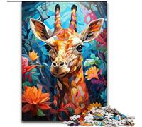 Puzzle Adulte 1000 pièces, Motif Girafe colorée, en Bois, Jeu Familial interactif, décoration d'intérieur à Faire soi-même, Casse-tête Stimulant, 1000 pièces(50x75cm)
