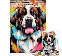 Puzzle Adulte 1000 pièces Motif Graffiti Chien Saint-Bernard idéal pour Un Anniversaire ou Noël décoration intérieure Jeu Familial à partir de 14 Ans (38x52cm)