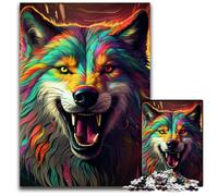Puzzle Adulte 1000 pièces, Motif Loup coloré, décoration à Faire soi-même, défi cérébral, pour Adultes, Famille, Cadeau de Vacances 26x38cm/10,23x14,96 Pouces