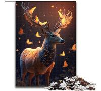 Puzzle Adulte 1000 pièces, Motif Papillons et Cerfs, en Carton, pour Adolescents et Famille - Jeu de réflexion à Faire soi-même, 1000 pièces(26x38cm)
