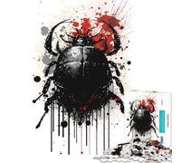Puzzle Adulte 1000 pièces Motif scarabée bousier Peinture à l'encre Difficile et Stimulant Jeu éducatif et Relaxant pour Les 14 Ans et Plus (38x52cm)