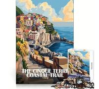 Puzzle Adulte 1000 pièces,Motif Sentier côtier des Cinque Terre,Italie,Assemblage précis,Jeu de réflexion,Cadeau Facile,décoration d'anniversaire (38x26cm)