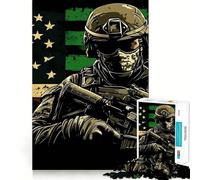Puzzle Adulte 1000 pièces Motif Soldat américain Jeu de mémoire Amusant Assemblage Stable,pièces Qui ne bougent Pas Format Compact Idéal pour des Moments de Jeu en Famille (38x52cm)