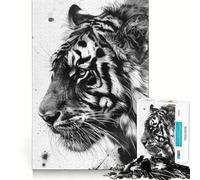 Puzzle Adulte 1000 pièces Motif Tigre Sauvage,Jeu cognitif,emboîtement précis,sans espaces,activité apaisante pour la détente mentale (50x75cm)