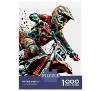 Puzzle Adulte 1000 Pièces Motocross WPAP Pop Art Puzzles pour Adolescents, Jouets Anti-Stress, Défi Difficile, Cadeau d'anniversaire Unique 38x26cm/1000pcs
