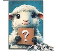Puzzle Adulte 1000 pièces Mouton posant des Questions Puzzle en Bois Convient pour Les Anniversaires, Halloween, Thanksgiving, Pâques Taille 50X75CM