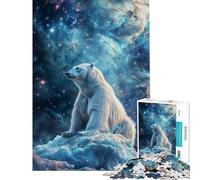 Puzzle Adulte 1000 pièces Nébuleuse Cosmique Ours Polaire Décoration Murale Idéal pour s'amuser en Famille pour Un Anniversaire ou comme Cadeau Original (38x26cm)