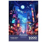 Puzzle Adulte 1000 Pièces Neon Cityscape Vibrant Night Scene Puzzle pour Adultes - Décoration Murale - Stimule La Mémoire - Cadeau d'anniversaire Unique 70x50cm/1000pcs