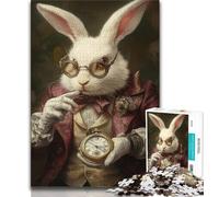 Puzzle Adulte 1000 pièces Noble Rabbit 1000 pièces pour Adolescents avec Affiche et fiche de Questions-réponses Assorties pour Les 14 Ans et Plus 75x50cm