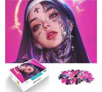 Puzzle Adulte 1000 pièces Nonne animée Jouets éducatifs et d'apprentissage Jeux familiaux Jeu éducatif pour Anniversaire, Noël 75x50cm