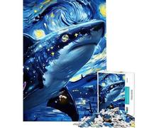 Puzzle Adulte 1000 pièces Nuit étoilée et Requin (38x52cm) Décoration intérieure Jeu de Puzzle Défi Difficile pour Les Amis et la Famille