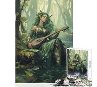 Puzzle Adulte 1000 pièces Nymphe des Bois Jouant du Luth Décoration Murale Cadeau d'anniversaire Jeu éducatif avec pièces de Formes aléatoires Parfaitement emboîtables Dimensions 50x75cm