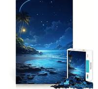 Puzzle Adulte 1000 pièces Océan Bleu Ciel Nocturne Décoration soignée,Jeu de réflexion,Divertissement Occasionnel,décoration de Noël (38x26cm)