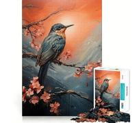 Puzzle Adulte 1000 pièces Oiseau Bleu du Matin Décoration soignée,Jeu de réflexion,Divertissement Occasionnel,décoration de Noël (38x26cm)