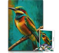 Puzzle Adulte 1000 pièces - Oiseau guêpier sur Une Branche - Jeu de réflexion Stimulant et éducatif - Idée Cadeau Originale - Dimensions:50x75cm