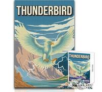 Puzzle Adulte 1000 pièces - Oiseau-Tonnerre - Cryptozoologie - Affiche - Jeu intellectuel - Décoration intérieure - Cadeau de Noël Secret - Dimensions : 50x75cm